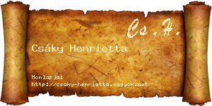 Csáky Henrietta névjegykártya